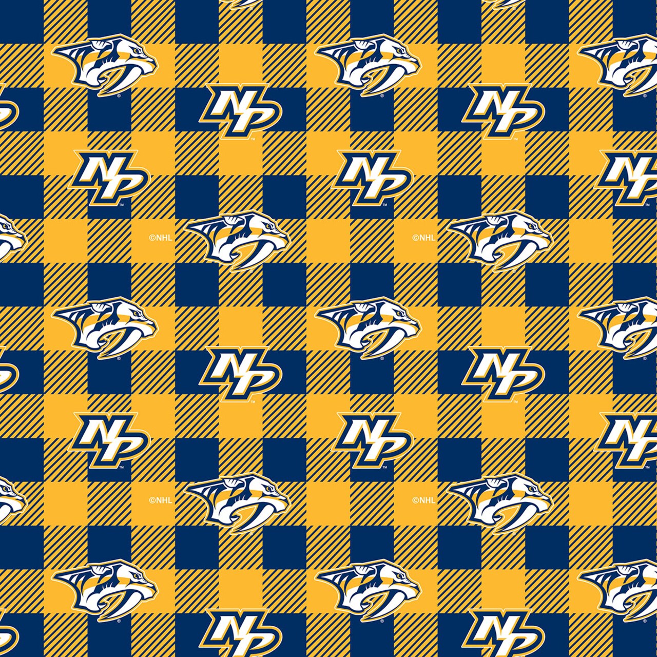Sykel Enterprises NHL Team Fleece Blanket Fabric-Nashville Predators Buffalo Plaid Fleece Fabric